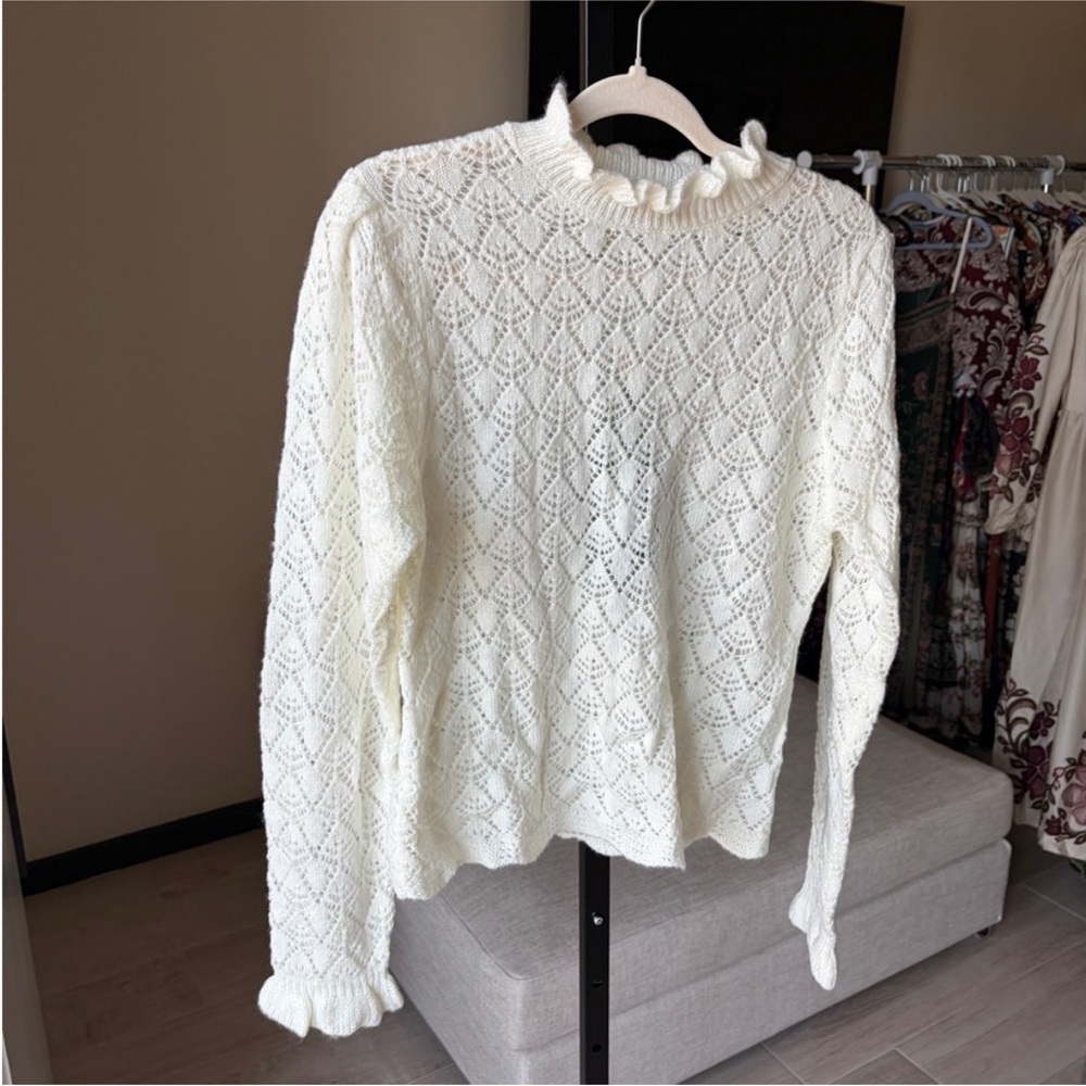 Farm Rio Lace Stitch Ruffles Knit Sweater
- Off-White - Picture 5 of 13
